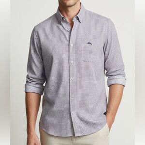 Tommy Bahama Men's San Lucio Stretch‎ Button-Down Shirt XL purple Island Zone